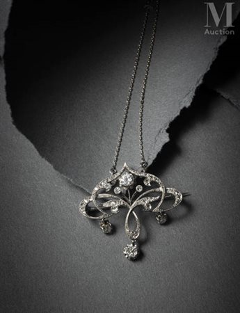 Collier et broche pendentif Belle Epoque