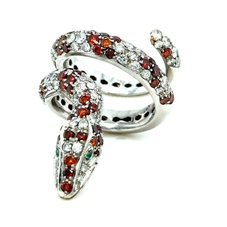 ANELLO SERPENTE IN ORO BIANCO 18K CON DIAMANTI - DN-RS