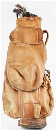 Bryant GOLF BAG DESCRIPTION: Vintage leather golf bag, presented with 8...