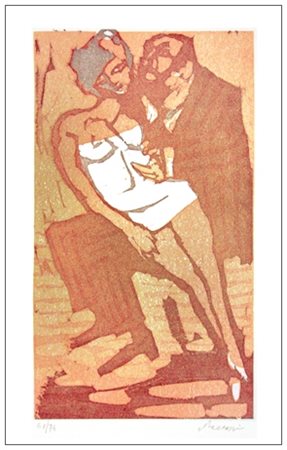 MINO MACCARI Siena 1898 – Roma 1989 Senza titolo 1974 Linoleumgrafia a colori...