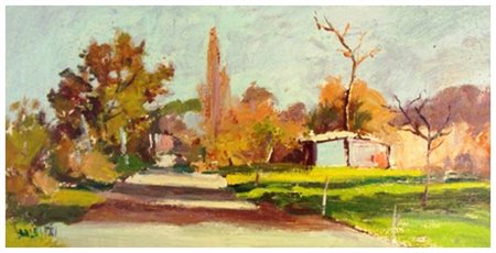 ROBERTO BALESTRI Pisa 1939 Senza titolo Olio su tavola 25 x 50. Firma in b. a s.