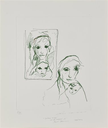 Ernesto Treccani LE MADRI, 1999-2000 incisione su carta, battuta cm 29x20,5,...