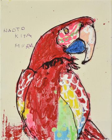 Naoto Kita Mura PAPPAGALLO, 2008 tecnica mista su tela, cm 33x24 firma sul...