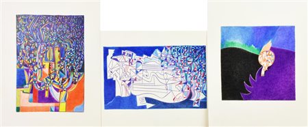 Enzo Branca COMPOSIZIONI,1980 -matite colorate su carta, cm 33x25 sul retro:...