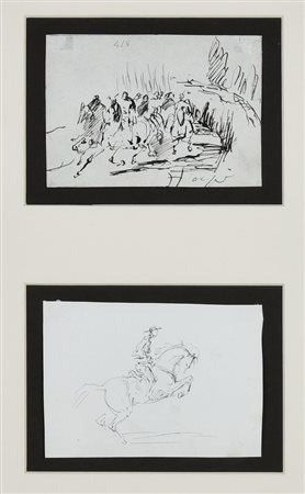 Emilio Lapi BOZZETTO CON ESERCI E CAVALIERE china nera su carta, misure...