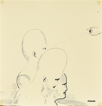 Nando VOLTI china su carta, cm 35,5x35 firma L'opera presenta tracce di...