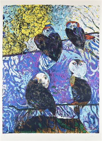 Gianni Dova SENZA TITOLO serigrafia, cm 100x70; es. XIX/C firma, tiratura e...