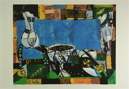 Bruno Cassinari NATURA MORTA serigrafia su carta Fabriano, cm 50x70; es. P.A....