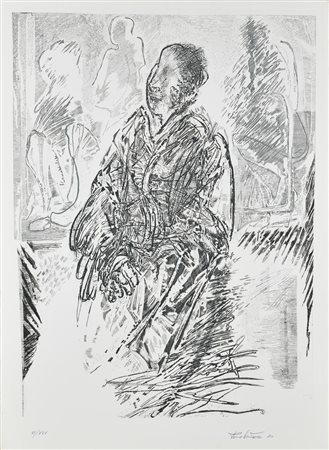 Tano Santoro SENZA TITOLO, 1980 acquaforte, cm 65x48, su foglio cm 70x50; es....