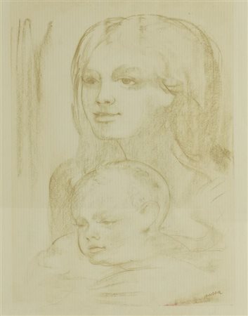 Da Aligi Sassu MATERNITA' fotolitografia, cm 33,5x25 firma in lastra