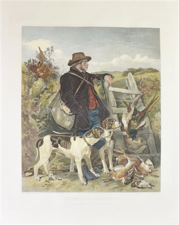 da Richard Ansdelar THE ENGLISH GAMEKEEPER incisione , cm 76x60, su foglio cm...