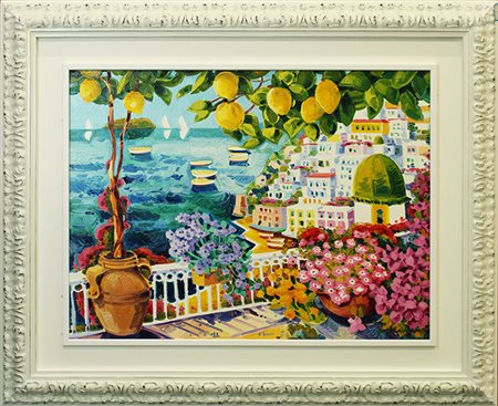ATHOS FACCINCANI, "Positano con settembrini e luce", anni 2000