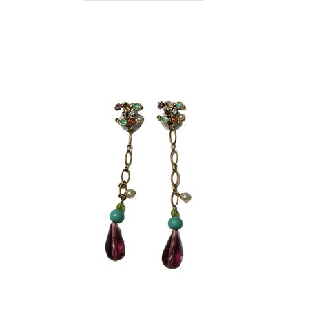 CHANEL, COPPIA ORECCHINI PENDENTI VINTAGE