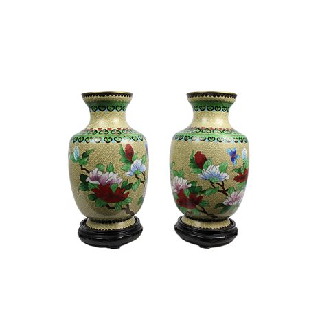 COPPIA DI VASI CLOISONNE