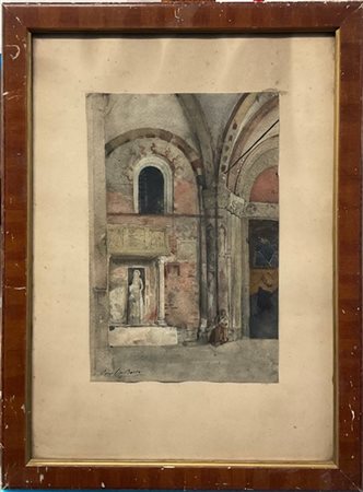 Emilio Borsa "Sotto i portoci" 
acquerello su carta (cm 30x20)
Firmato in basso