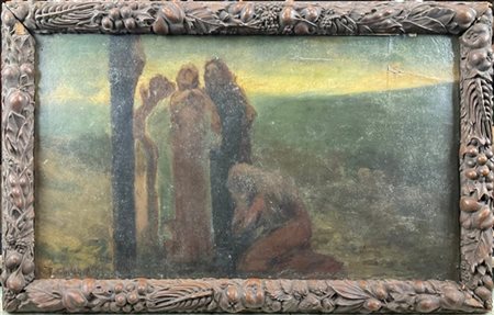 Francesco Ghittoni "Compianto ai piedi della croce" 
olio su cartone (cm 23x34)