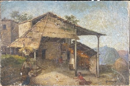 Francesco Ghittoni "La cascina" 
olio su carta applicata a cartoncino (cm 27x40)