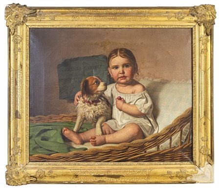 Giovanni Pagliarini "Innocenzza e fedeltà" 
olio su tela (cm 62x74)
Firmato e ti