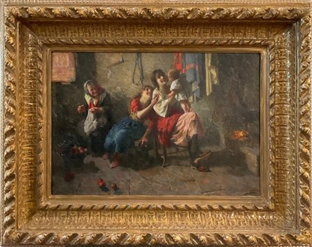 Carlo Facchinetti "Amore materno" 
olio su tela (cm 40x60)
Firmato in basso a de