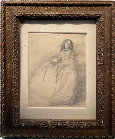 Daniele Ranzoni "Ritratto di gentildonna" 
carbonicino su carta (cm 30x23)
Firma