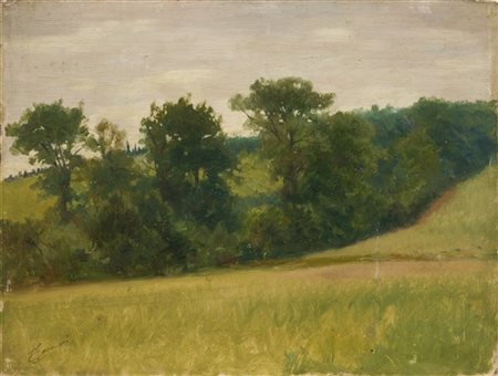 Eugenio Cecconi "Paesaggio collinare" 
olio su cartone (cm 24x32)
Firmato in bas