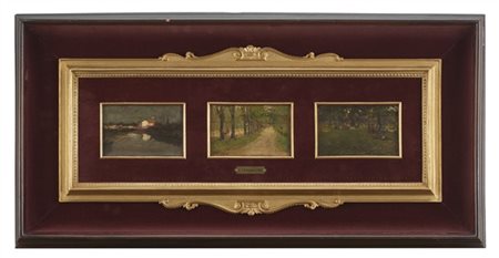 Pietro Fragiacomo "Paesaggi" 
olio su cartone (cm 7,5x12,5)
al retro: firmati
in