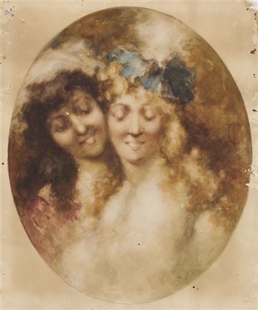 Tranquillo Cremona "Confidenze" 
acquerello su carta (cm 55x45)
Monogrammato a d