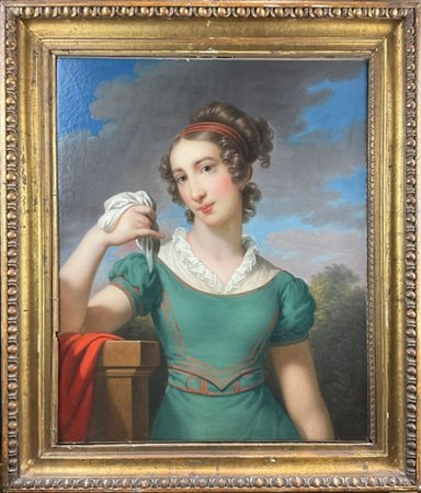 Scuola del secolo XIX

"Ritratto di fanciulla con fazzoletto" 
olio su tela (cm