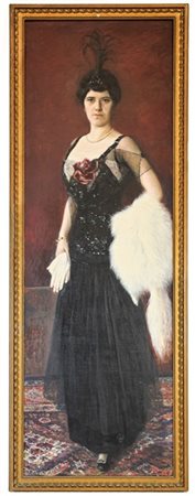 FEDERICO BERNAGOZZI "Ritratto di gentildonna" 1915
olio su tela (cm 210x70)
Firm