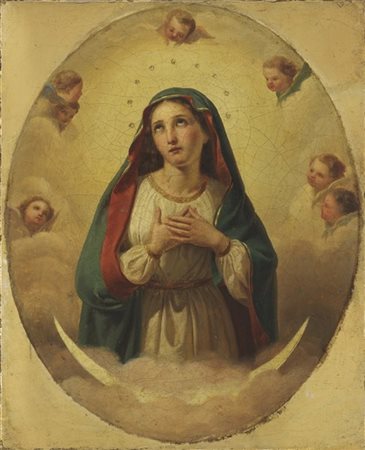 Tranquillo Cremona (Attribuito)

"Assunzione della Vergine" 
olio su tela (cm 33