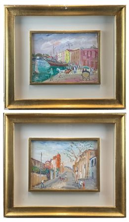 Mario Cortiello Coppia di "Paesaggi di Ischia"olio su masonite (cm 18x24)
Firmat