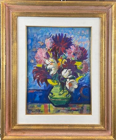 Silvio Consadori "Vaso di fiori" 1974
olio su cartone telato (cm 40x30)
Firmato