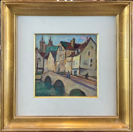 Silvio Consadori "Chartres" 
olio su cartone (cm 19x19)
Firmato in basso a sinis