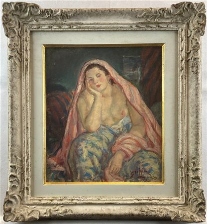 Ottavio Steffenini "Odalisca - nudo" 
olio su cartone telato (cm 30x25)
Firmato