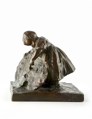 Michele Vedani "Apprendista pittrice" 
scultura in bronzo (cm 15,5x16,5x16) 
Fir