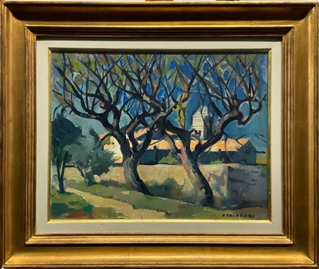 Silvio Consadori "Saint Rhèmy - La clinica Van Gogh" 1983
olio su cartone telato