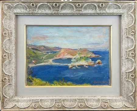 Donato Frisia "Taormina" 1930
olio su tela (cm 23x33)
Firmato e datato in basso