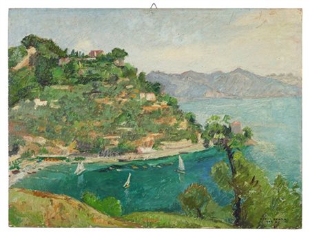 Carlo Prada "Paraggi" 1933
olio su compensato (cm 54x72,5)
Firmato e datato in b