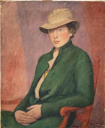 Carlo Prada "Ritratto di signora con cappello" 1933
olio su tela (cm 80x65)
Firm