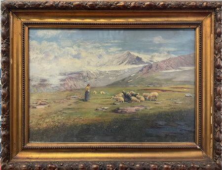 Carlo Costantino Tagliabue "Pascolo in alta montagna" 
olio su tela (cm 60x90)
F