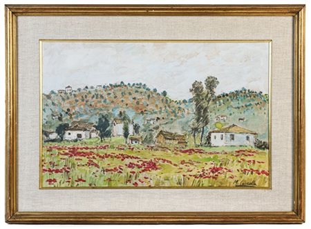 Michele Cascella "Campo di papaveri" 
tecnica mista su cartone (cm 33,5x49,5)
Fi