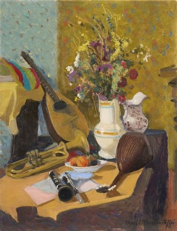 Ugo Vittore Bartolini "Composizione di oggetti" 1970
olio su compensato (cm 45x3