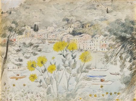 Michele Cascella "Portofino in primavera" 1971
tecnica mista su carta (cm 50x65)