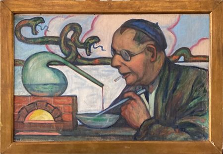 Federico Sartori "Il farmacista Leoni" 1931
olio su cartone telato (cm 52x76)
in