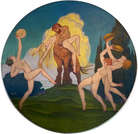 Dario Gobbi "Il centauro e le baccanti" 1925
olio su tela in tondo (cm d. 140)