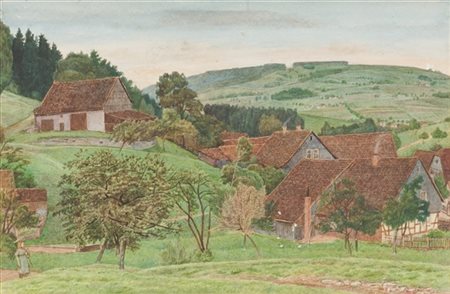 Peter Ludwig Foerster (Attribuito)

"Paesaggio" 
acquerello su carta (cm 24x32)