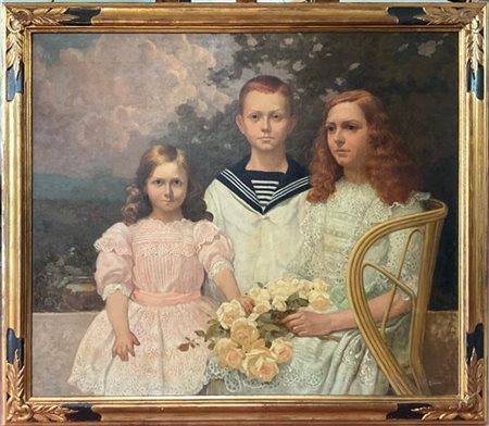 Alberto Beniscelli "I fratelli" 
olio su tela (cm 95x110)
Firmato in basso a des