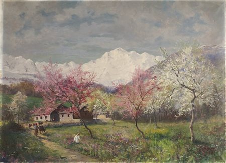 Leonardo Roda "Il Monte Bianco in primavera" 1922
olio su tela (cm 98x141)
Firma