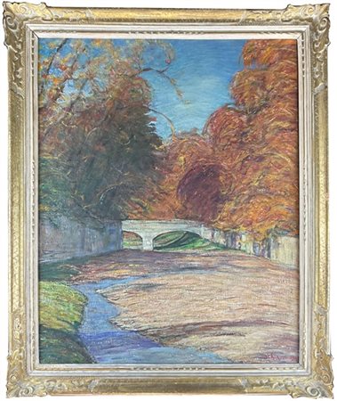 Vincenzo Schiavio "Lungo il Breggia, Como" 1941
olio su tela (cm 77x62)
Firmato