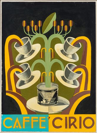 Fortunato Depero (Fondo 1892 - Rovereto 1960)  - Studio di pubblicità per Caffè Cirio
